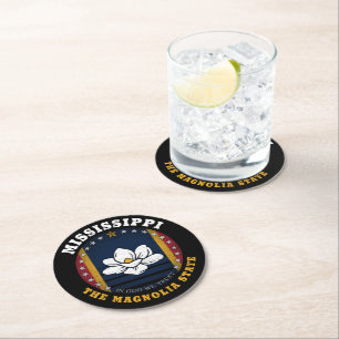 MISSISSIPPI MAGNOLIA STATE FLAG ROUND PAPER COASTER