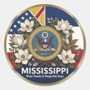 Mississippi Magnolia State Heritage 🌸 Classic Round Sticker