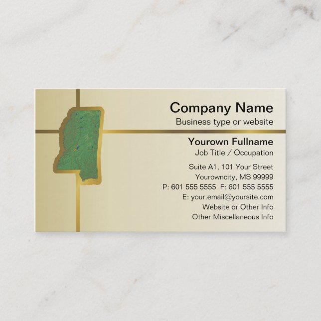 Mississippi Map Business Card (Front)
