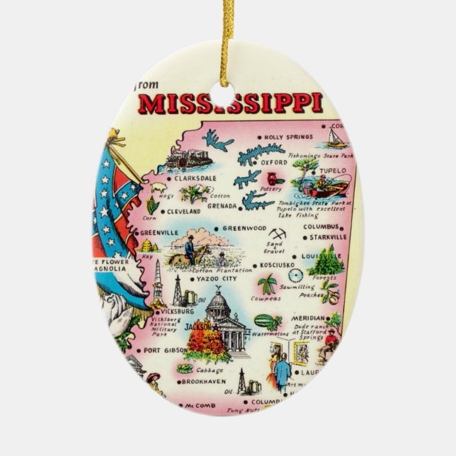Mississippi Map  Ceramic Ornament (Front)