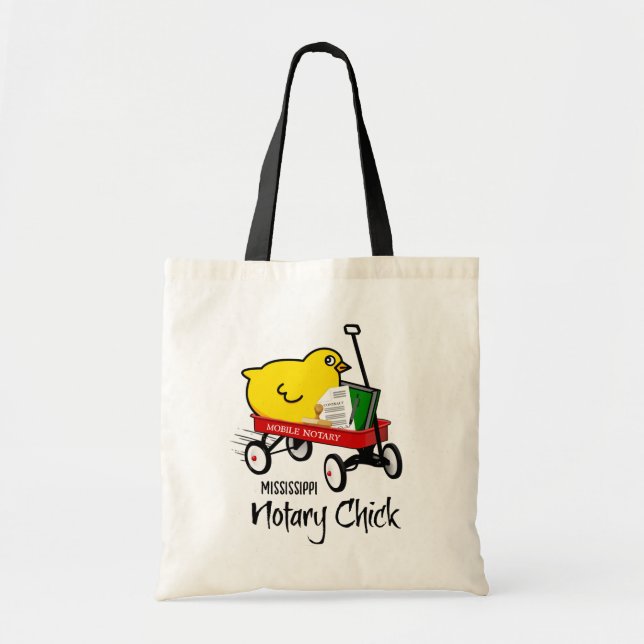 Mississippi Mobile Notary Chick Red Wagon Tote Bag (Front)