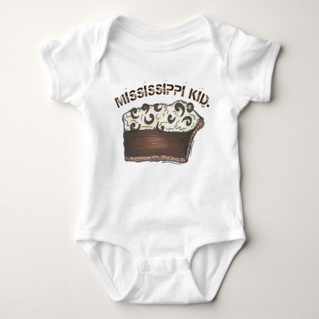 Mississippi MS Kid Chocolate Mud Pie Mudpie Slice Baby Bodysuit (Front)