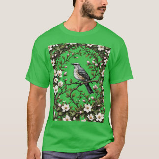 Mississippi Northern Mockingbird And Magnolia Flow T-Shirt