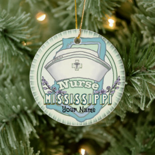 Mississippi Nurse Ceramic Ornament