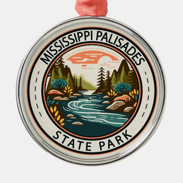 Mississippi Palisades State Park Illinois Badge Metal Ornament (Front)