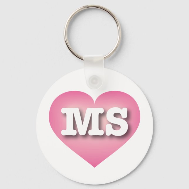Mississippi Pink Fade Heart - I love MS Key Ring (Front)