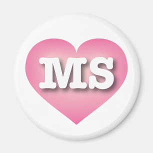 Mississippi Pink Fade Heart - I love MS Magnet
