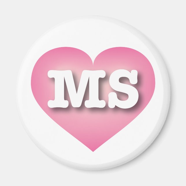 Mississippi Pink Fade Heart - I love MS Magnet (Front)