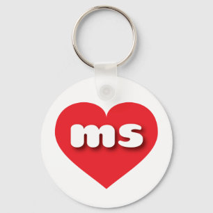 Mississippi red heart - I love ms Key Ring