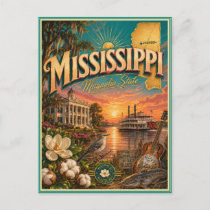 Mississippi Retro Travel Souvenir Postcard
