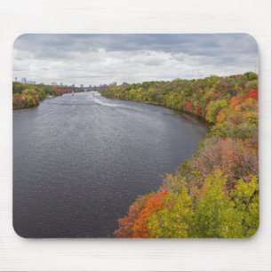 mississippi river and wooded banks in minneapolis mouse pad