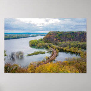 Mississippi River and Wooded Bluffs Poster