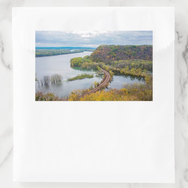 Mississippi  River and Wooded Bluffs Rectangular Sticker (Bag)