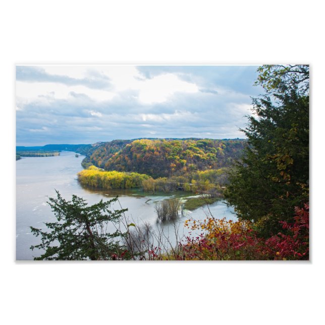 Mississippi River and Woodlands During Autumn Photo Print (Front)