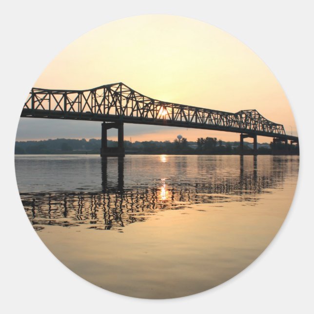 Mississippi River Bridge Classic Round Sticker (Front)
