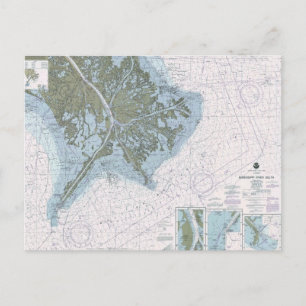 Mississippi River Delta LA MS chart postcard