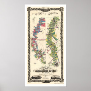 Mississippi River Map 1858 Poster