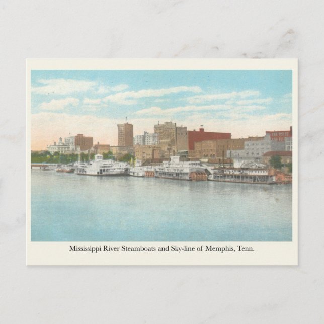 Mississippi River steamboats and Memphis skyline Postcard (Front)