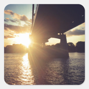 mississippi river sunset cruise square sticker