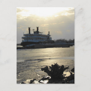 Mississippi River Sunset in Winter Postcard