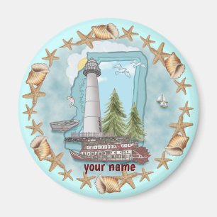 Mississippi Shells Lighthouse magnet