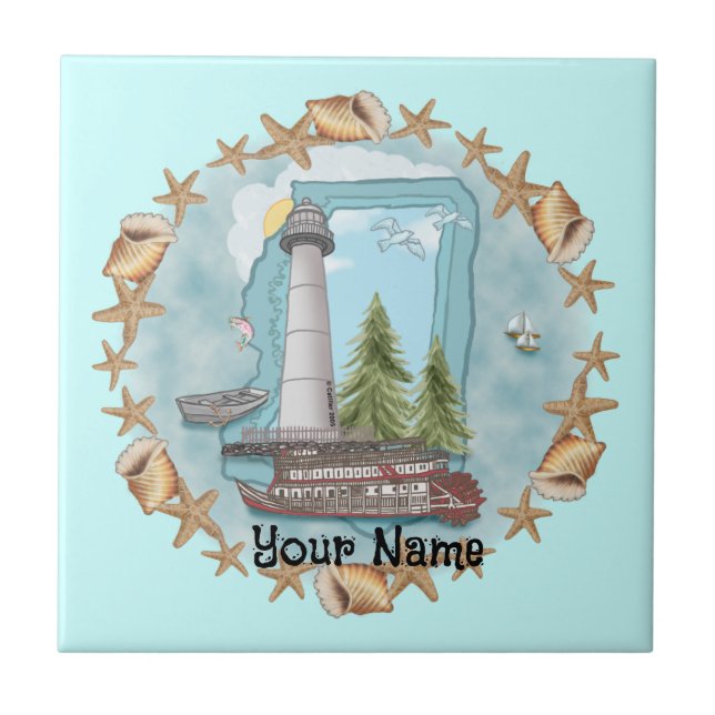 Mississippi Shells Lighthouse Tile (Front)
