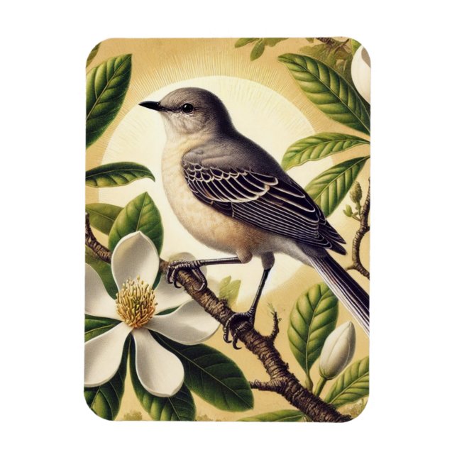 Mississippi State Bird Northern Mockingbird Magnet (Vertical)
