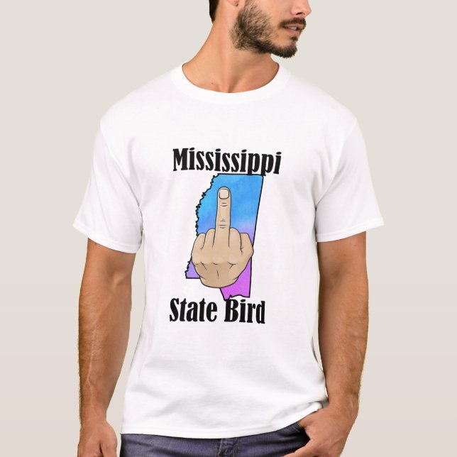 Mississippi state bird t-shirt middle finger colou (Front)