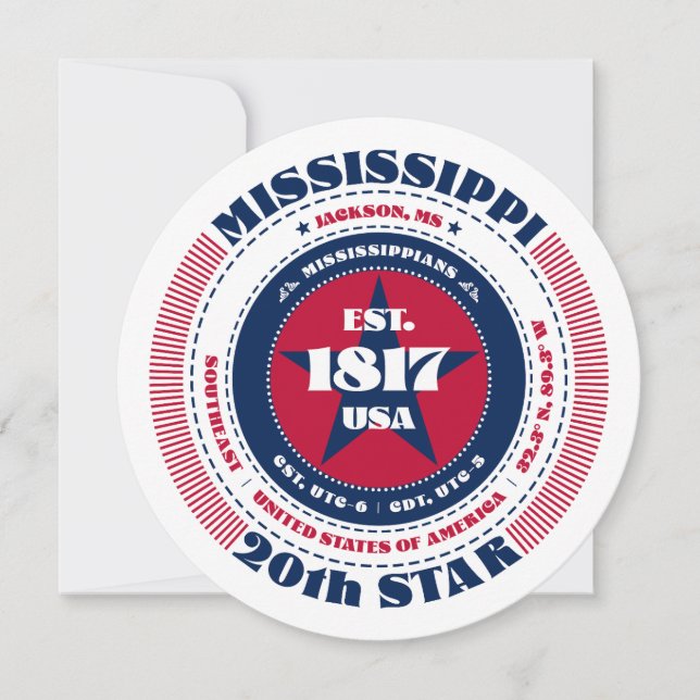 Mississippi State Circular Typography Flat Card (Front)