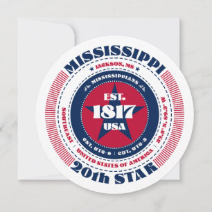 Mississippi State Circular Typography Flat Card
