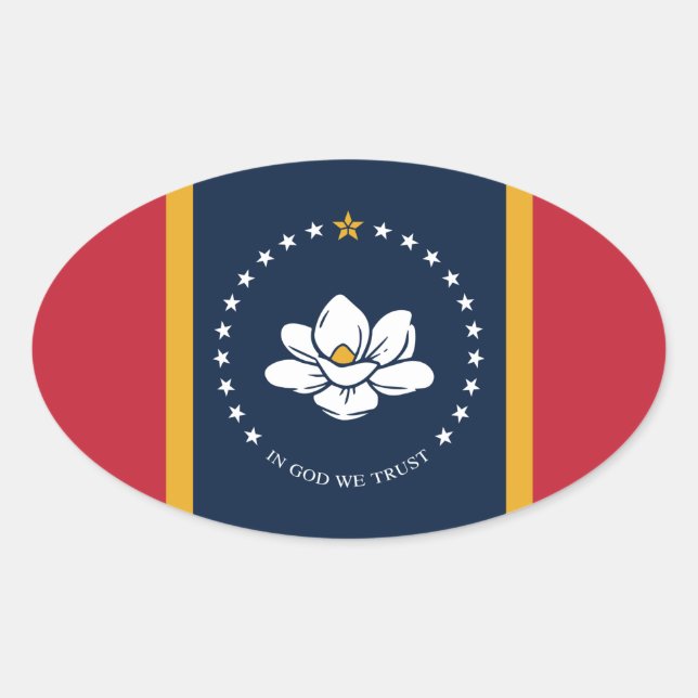 Mississippi State Flag Oval Sticker (Front)