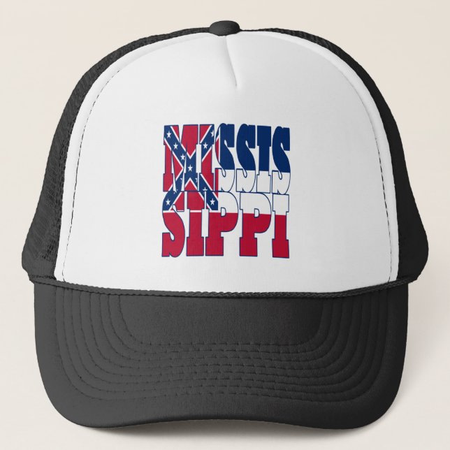 Mississippi state flag text trucker hat (Front)