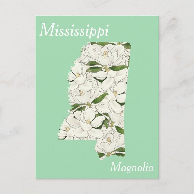 Mississippi State Flower Collage Map Postcard (Front)