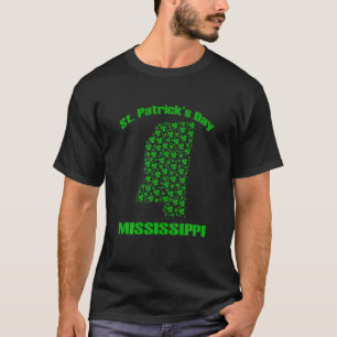 Mississippi State Map St Saint Patrick's Day Green T-Shirt