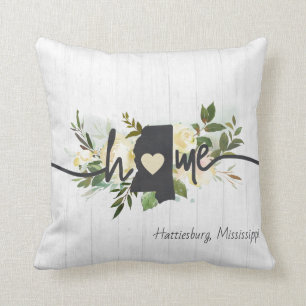 Mississippi State Personalised Home City Rustic Cushion