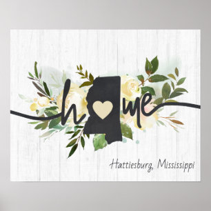 Mississippi State Personalised Home City Rustic Poster