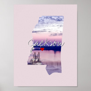 Mississippi State Photo insert and town name Poster