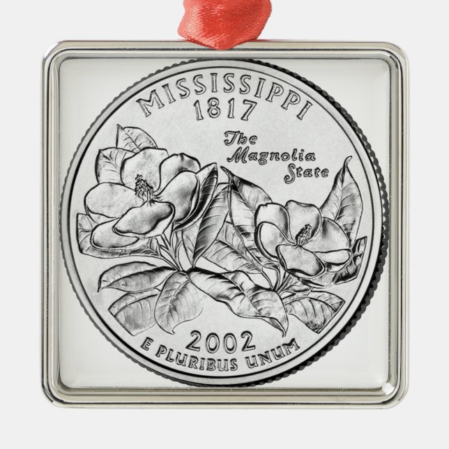 Mississippi State Quarter Metal Tree Decoration (Front)