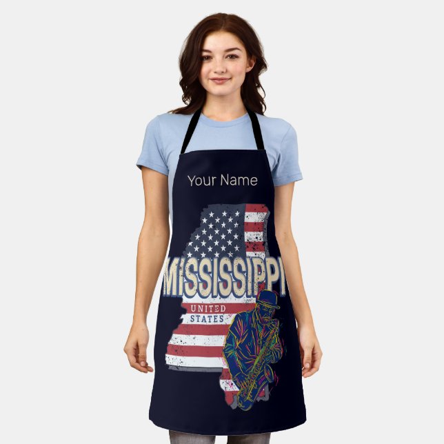 Mississippi State United States Map Vintage USA Apron (Worn)