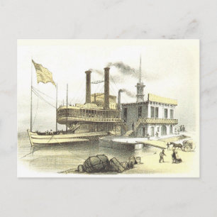 Mississippi Steamboat City of Memphis, 1860 Postcard