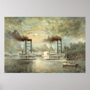 Mississippi Steamboat Race 1859 Poster