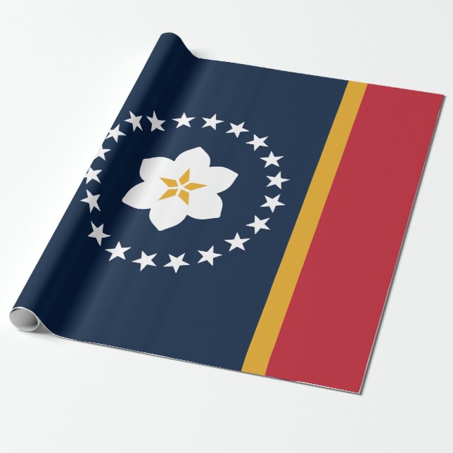 Mississippi: The Magnolia US State Flag Wrapping Paper (Unrolled)