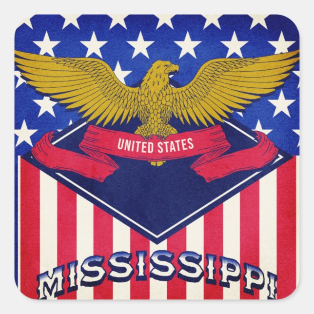 Mississippi USA Flag  Square Sticker (Front)