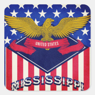 Mississippi USA Flag  Square Sticker