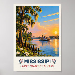 Mississippi USA - Vintage Travel Poster