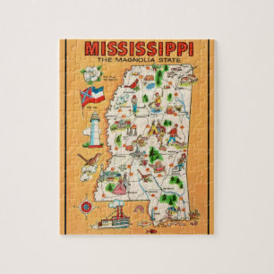 Mississippi Vintage Map  Jigsaw Puzzle