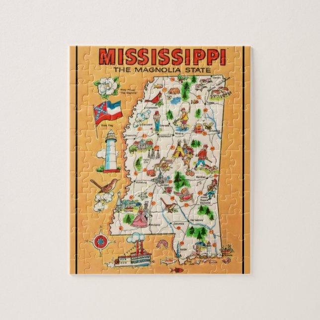 Mississippi Vintage Map  Jigsaw Puzzle (Vertical)