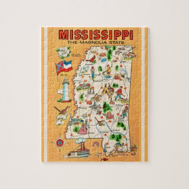 Mississippi Vintage Map Puzzle (Vertical)