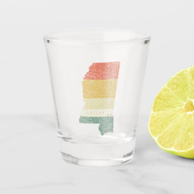Mississippi Vintage Retro Sunset Distressed Map Shot Glass (Front)