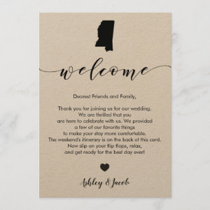 Mississippi Wedding Welcome Letter & Itinerary Program